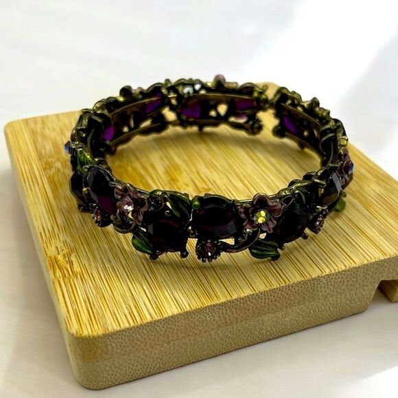 FLORAL RHINESTONE CUFF BRACELET - Picture 3 of 3